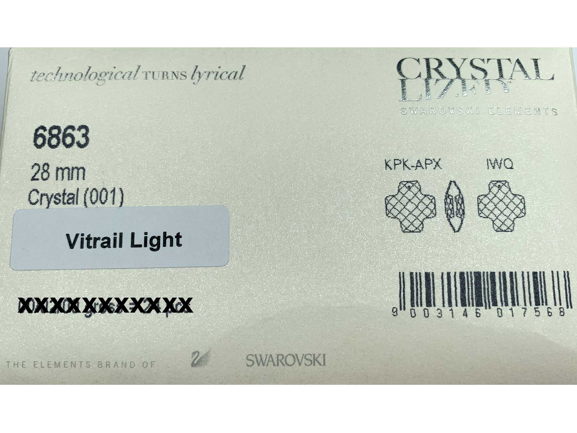 Swarovski Art.# 6863 - Swarovski Chunky Cross Pendant in 28mm Crystal Vitrail Light custom coated