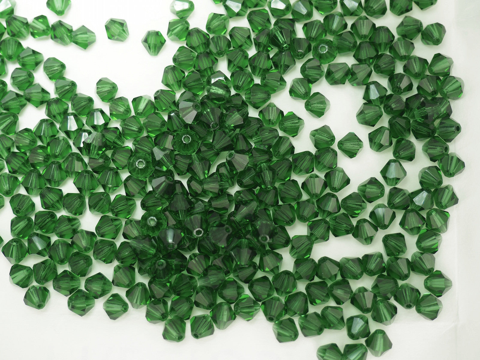 Green Turmaline, Czech Glass Beads, Machine Cut Bicones (MC Rondell, Diamond Shape)