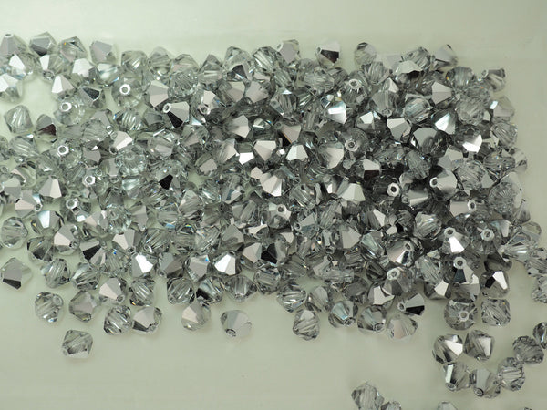 Crystal Labrador Half Czech Glass Beads Machine Cut Bicones (MC