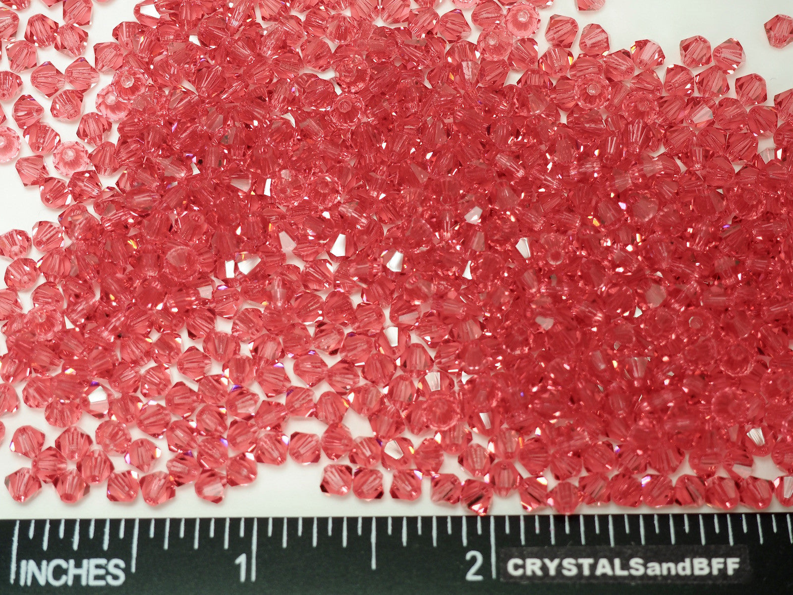 Indian Pink (Preciosa color), Czech Glass Beads, Machine Cut Bicones (MC Rondell, Diamond Shape), red pink crystals