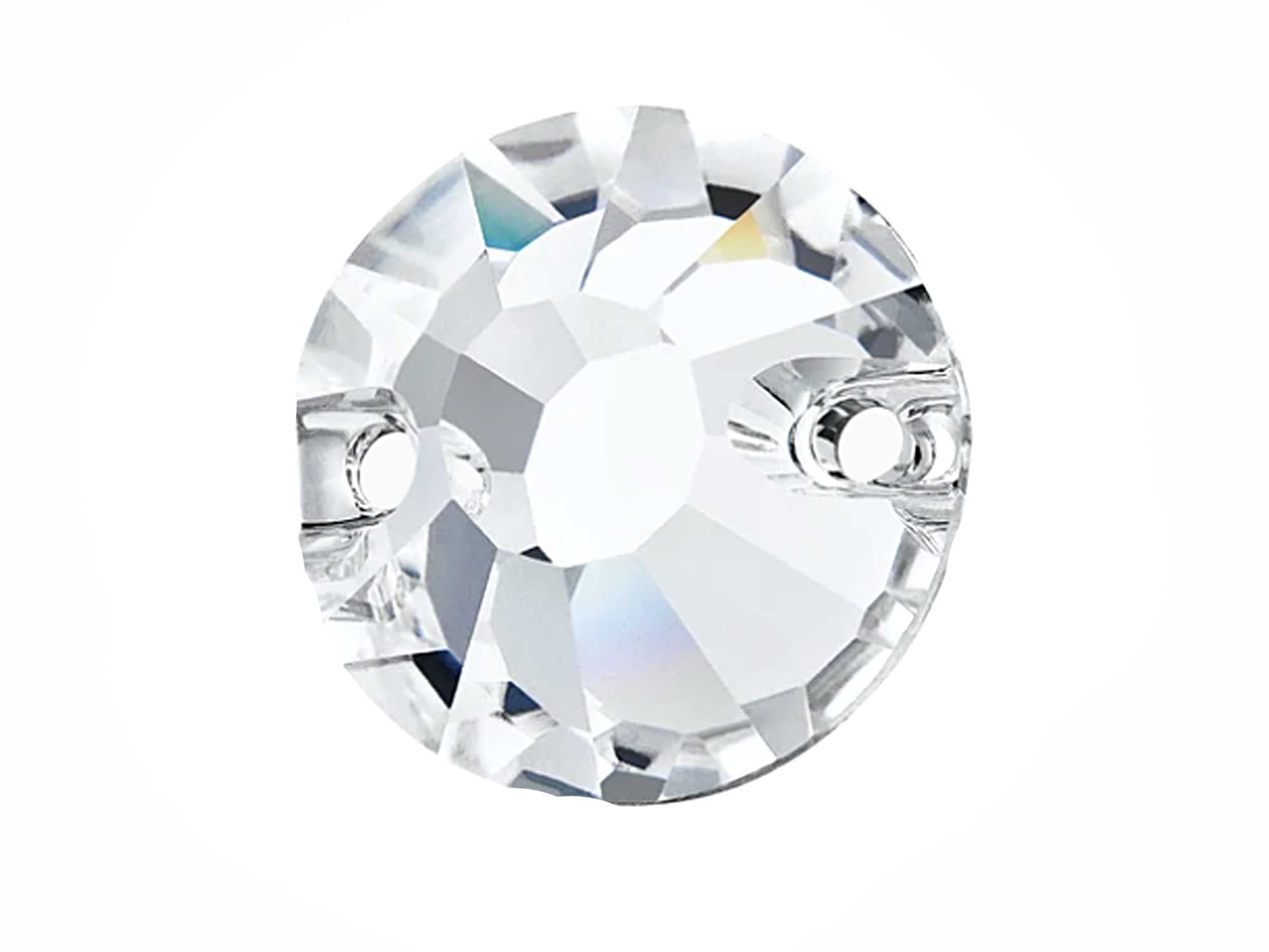 Crystal , Preciosa Czech MC Viva12 2-hole Flatback Sew-on Stones Style #438-61-613 Silver Foiled, sizes 8mm, 10mm and 12mm