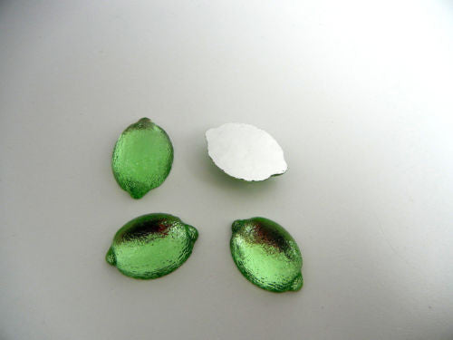 4 VINTAGE West German hand made fruit cabochons 23x16mm Lime Peridot #19 ii
