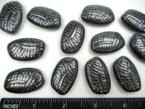 Preciosa Czech quality large flat Africa shape beads 33x21mm Hematite, 4pcs zz 2