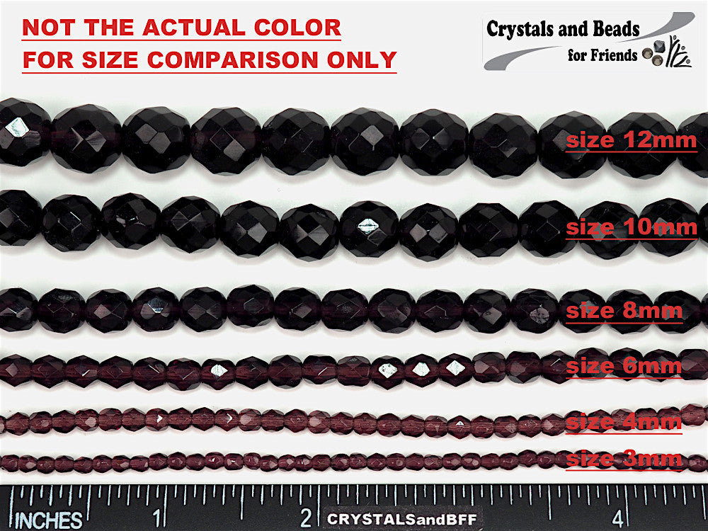 Jet AB2X double coated, Czech Fire Polished Round Faceted Glass Beads, 16 inch strand