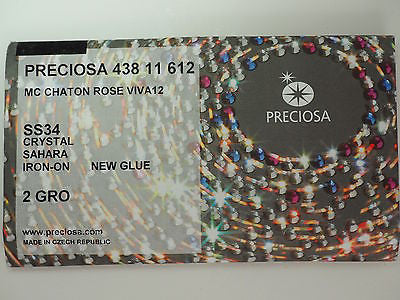 Crystal Sahara HOTFIX, 288 Preciosa Genuine Czech Crystals 34ss Viva12 Iron-on, ss34, 7mm