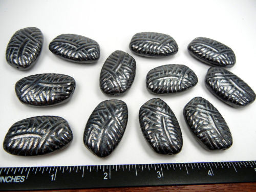 Preciosa Czech quality large flat Africa shape beads 33x21mm Hematite, 4pcs zz 2