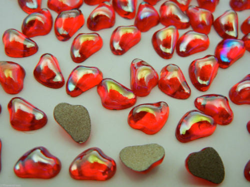 Red Glass Heart Beads