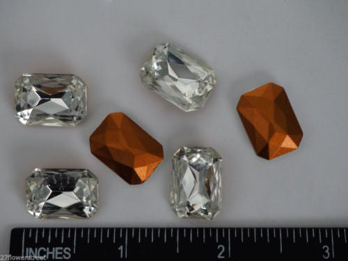 6 Vintage Czechoslovakian Glass Table Cut Octagons 18x13mm clear Crystal, P01