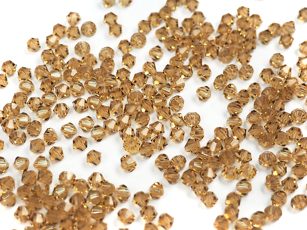 Colorado Topaz (Medium), Czech Glass Beads, Machine Cut Bicones (MC Rondell, Diamond Shape), brown crystals
