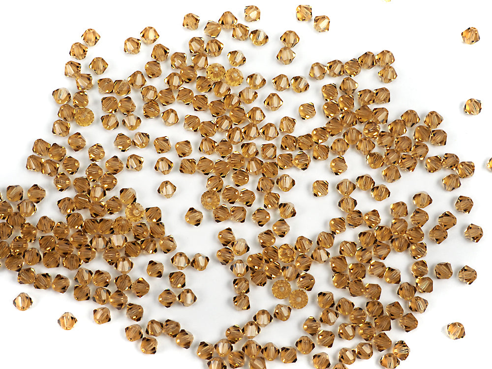 Colorado Topaz (Medium), Czech Glass Beads, Machine Cut Bicones (MC Rondell, Diamond Shape), brown crystals