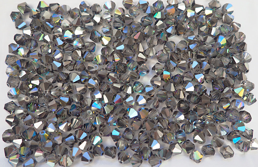 Czech Glass FIREPOLISH Beads 4mm CRYSTAL GRAY