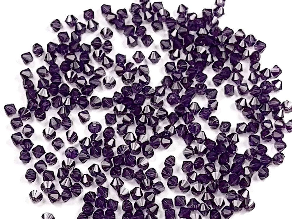 Tanzanite Deep Tanzanite Czech Glass Beads Machine Cut Bicones (MC Rondell Diamond Shape) deep purple crystals 3mm 4mm 6mm 8mm