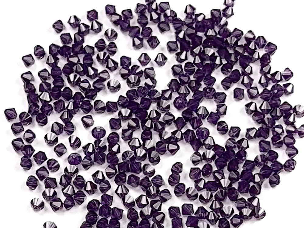 Tanzanite (Deep Tanzanite), Czech Glass Beads, Machine Cut Bicones (MC Rondell, Diamond Shape), deep purple crystals