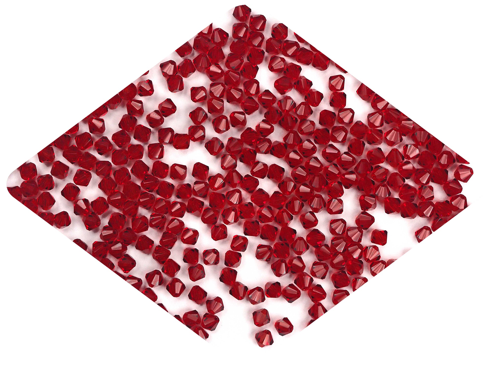 Medium Siam, Czech Glass Beads, Machine Cut Bicones (MC Rondell, Diamond Shape), red crystals