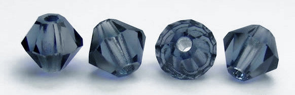Montana, Czech Glass Beads, Machine Cut Bicones (MC Rondell, Diamond Shape), silvery blue crystals