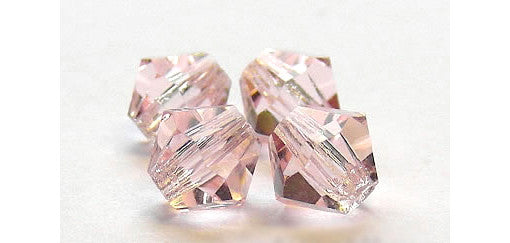 Rosaline Pink Light Rose Czech Glass Beads Machine Cut Bicones (MC Rondell, Diamond Shape) light pink crystals