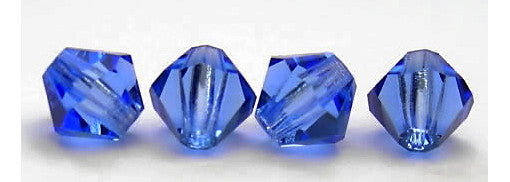Sapphire Czech Glass Beads Machine Cut Bicones MC Rondell Diamond Shape blue crystals