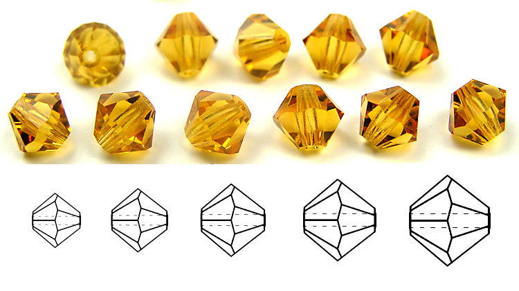 Topaz Czech Glass Beads Machine Cut Bicones MC Rondell Diamond Shape light brown crystals 3mm 4mm 5mm 6mm 8mm 10mm