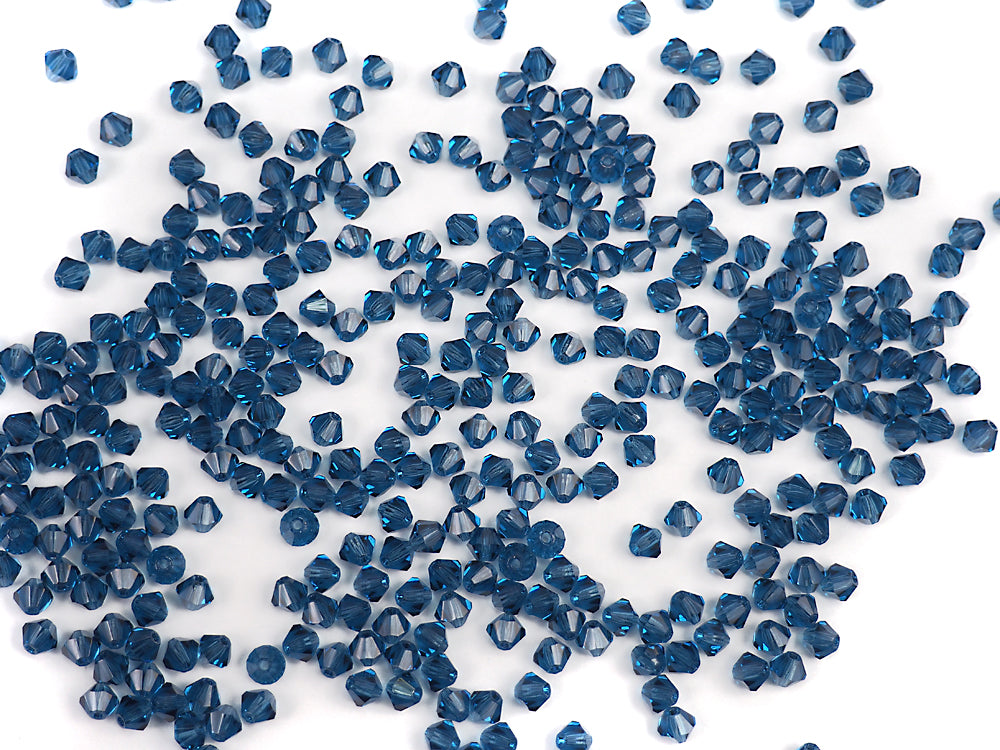 Twilight Blue, Czech Glass Beads, Machine Cut Bicones (MC Rondell, Diamond Shape), blue crystals