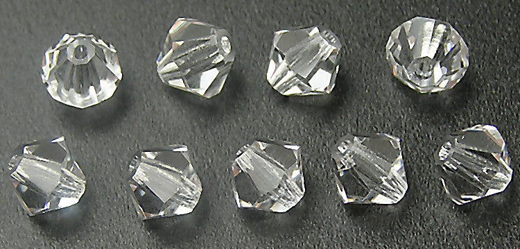 Clear Crystal, Czech Glass Beads, Machine Cut Bicones (MC Rondell, Diamond Shape), transparent clear crystals