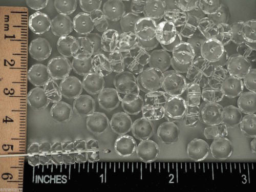 Czech Glass Tire Spacer Beads 4x8mm clear Crystal P115-40, 40 beads