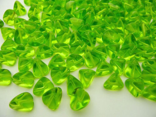Light Olive green, Preciosa Czech Glass 3D Triangle Beads 9x11mm, 40pcs, zz 52