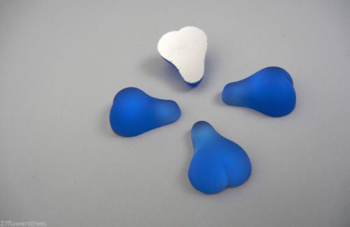 4 VINTAGE West German hand made fruit cabochons 21mm Pear Light Sapphire frosted, blue #21 ii