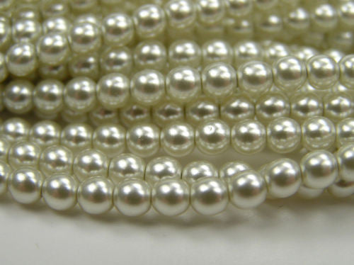 600 Czech Superior Quality Round Glass Pearls 4mm Viridian Lt. Green pearl