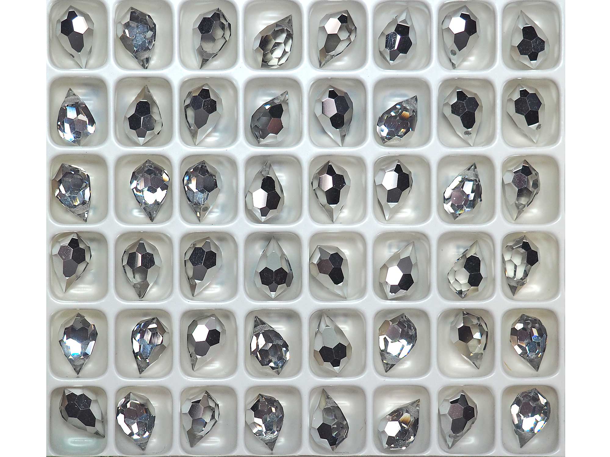 Crystal Labrador Half coated Czech Machine Cut Top Drilled Drop Pendants 6x10mm Art.681