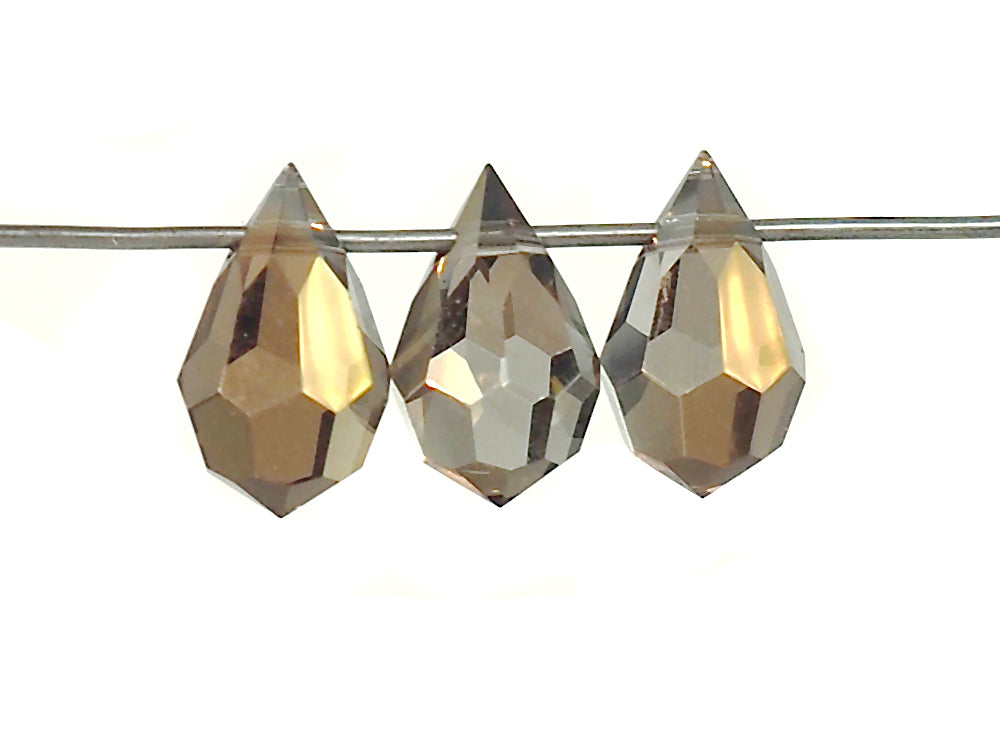 Crystal Valentinite coated Czech Machine Cut Top Drilled Drop Pendants 6x10mm Art.681