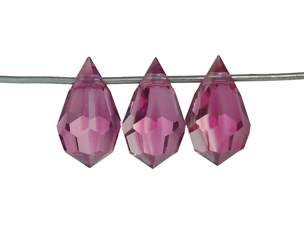 Hortensia (Fuchsia hot pink and clear Crystal blend), Czech Machine Cut Drop Pendants (top drilled)