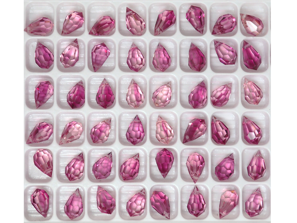 Hortensia (Fuchsia hot pink and clear Crystal blend), Czech Machine Cut Drop Pendants (top drilled)