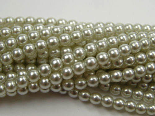 600 Czech Superior Quality Round Glass Pearls 4mm Viridian Lt. Green pearl