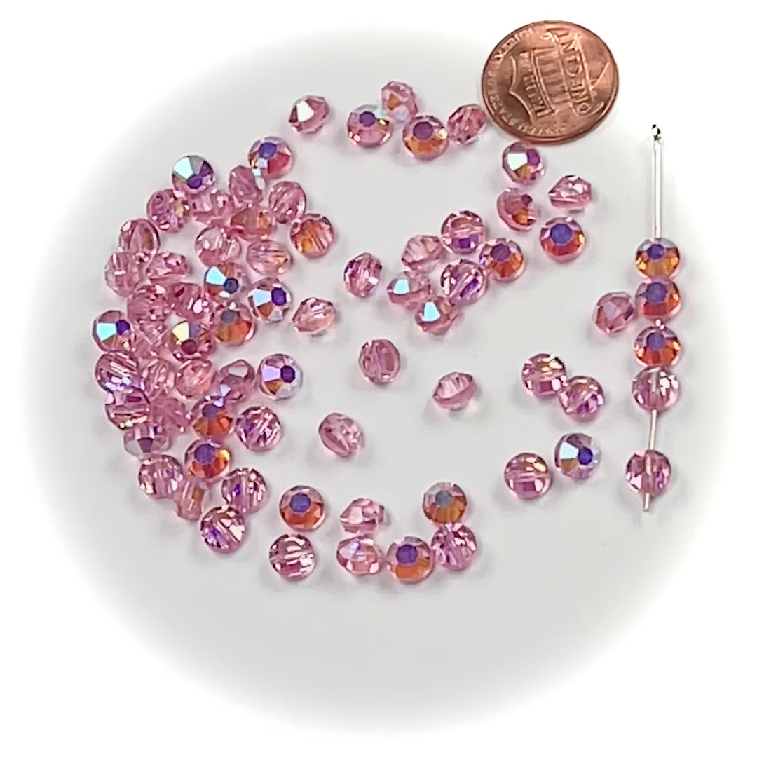 Swarovski Art.# 335 - 6mm Light Rose AB, 12pcs Vintage Squished Crystal  Beads