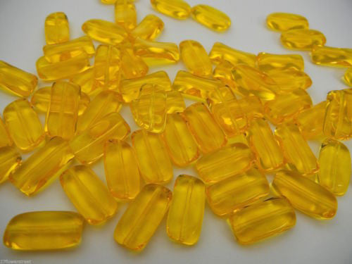 Citrine yellow, Preciosa Czech glass twisted rectangle beads 18x9mm, 12 pcs, zz 24