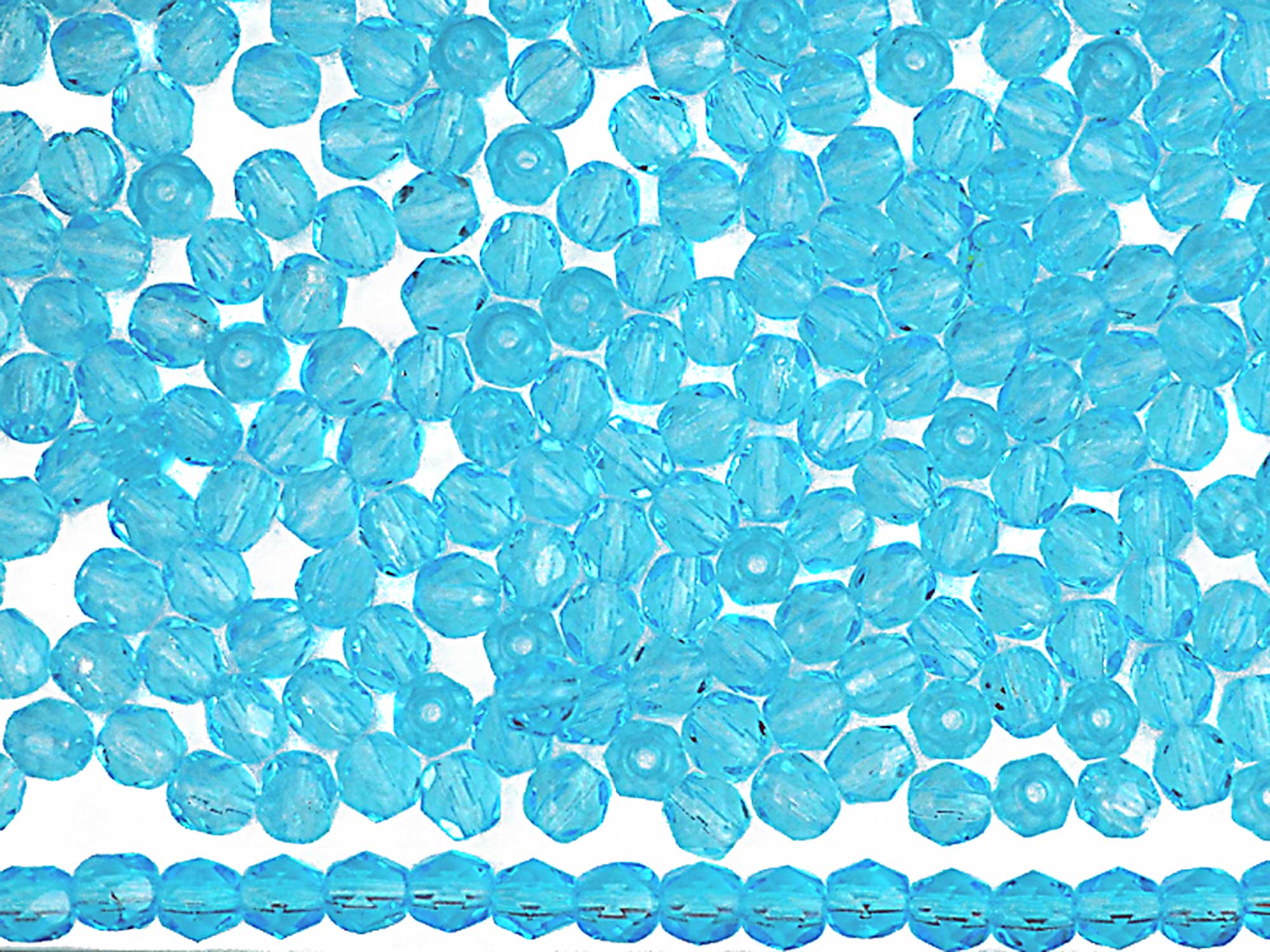 Aqua Czech Fire Polished Round Faceted Glass Beads 16 inch strand 3mm 4mm 6mm 8mm 10mm 12mm