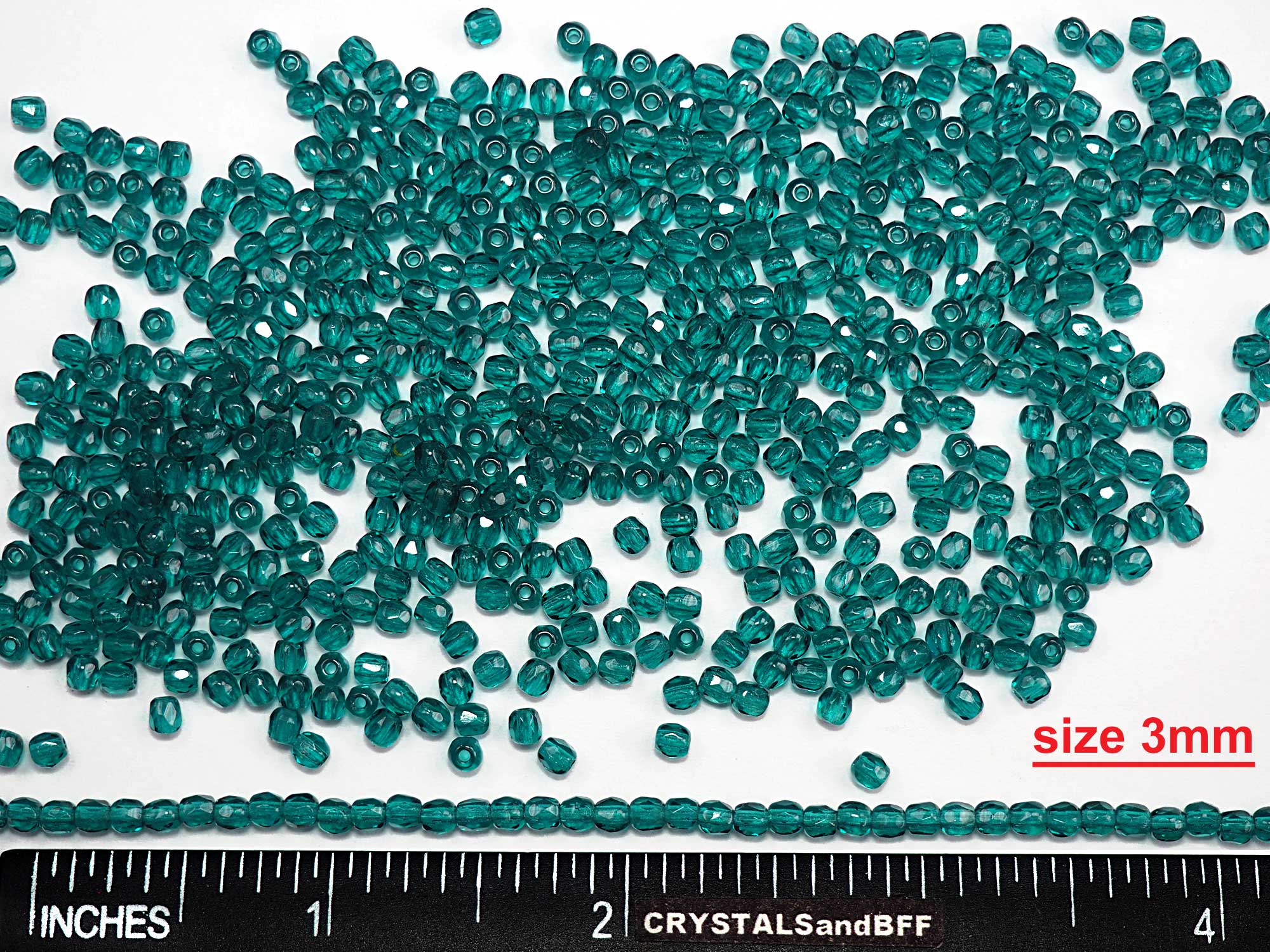 Blue Zircon color, loose Czech Fire Polished Round Faceted Glass Beads, blue green, 3mm, 4mm
