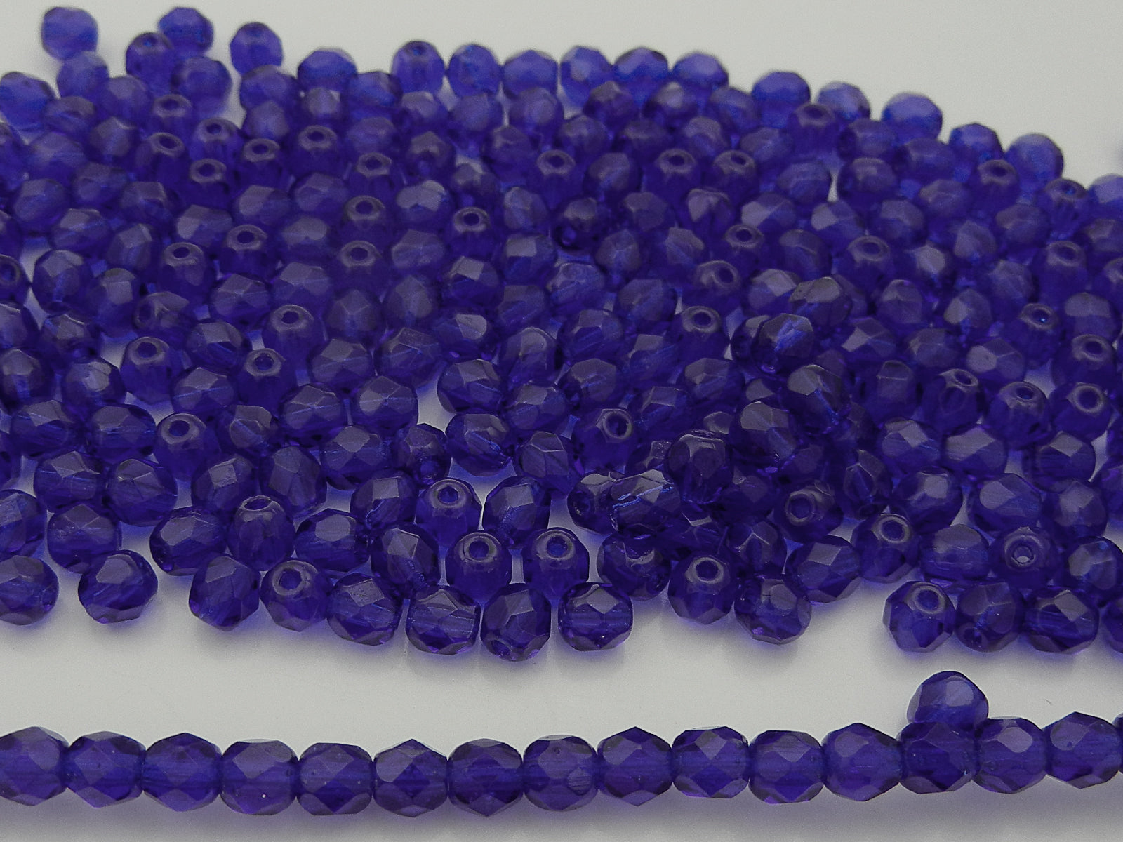 Cobalt Blue, Czech Fire Polished Round Faceted Glass Beads, 16 inch strand