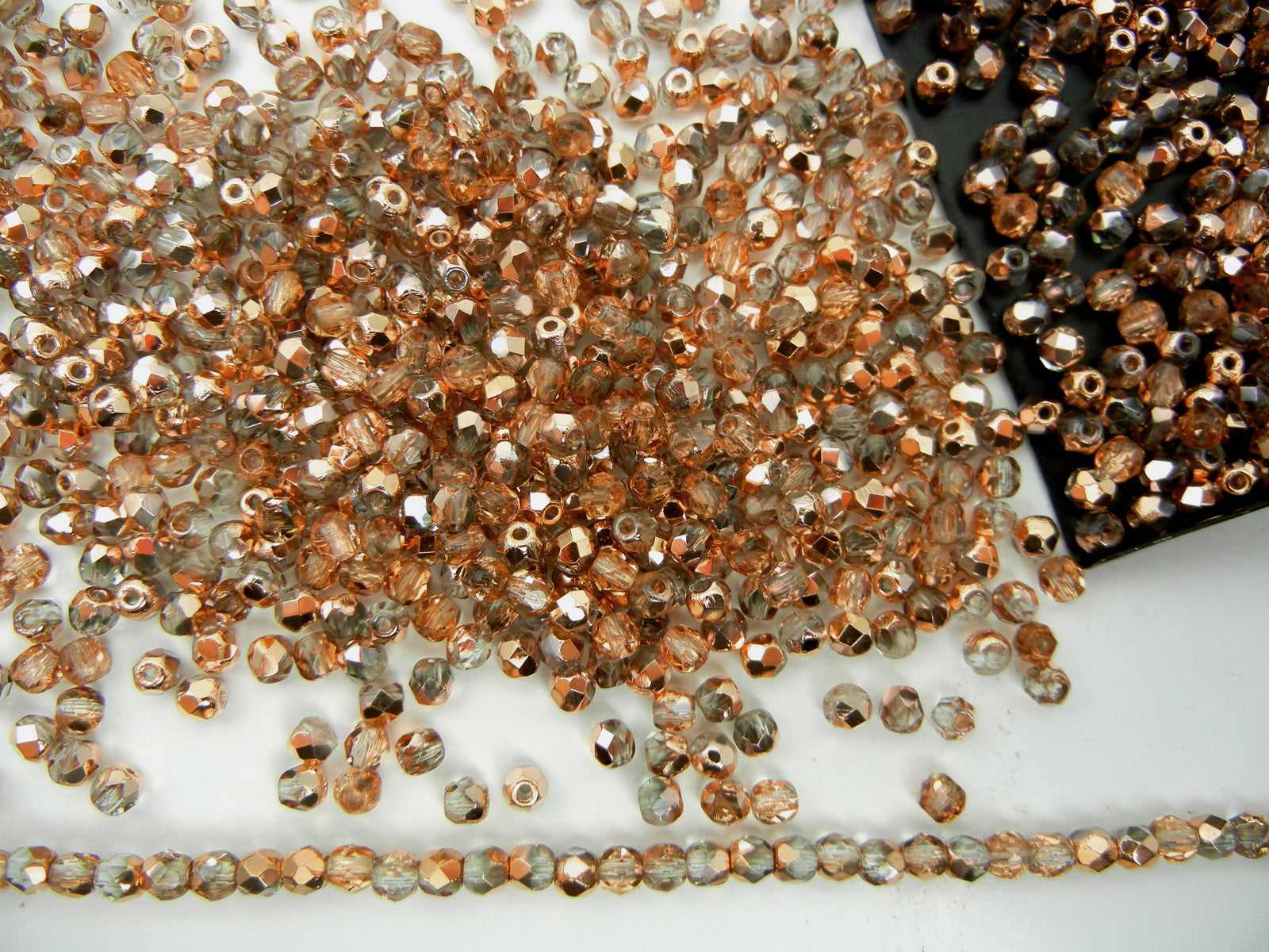 Crystal Capri Gold coated, loose Czech Fire Polished Round Faceted Glass Beads