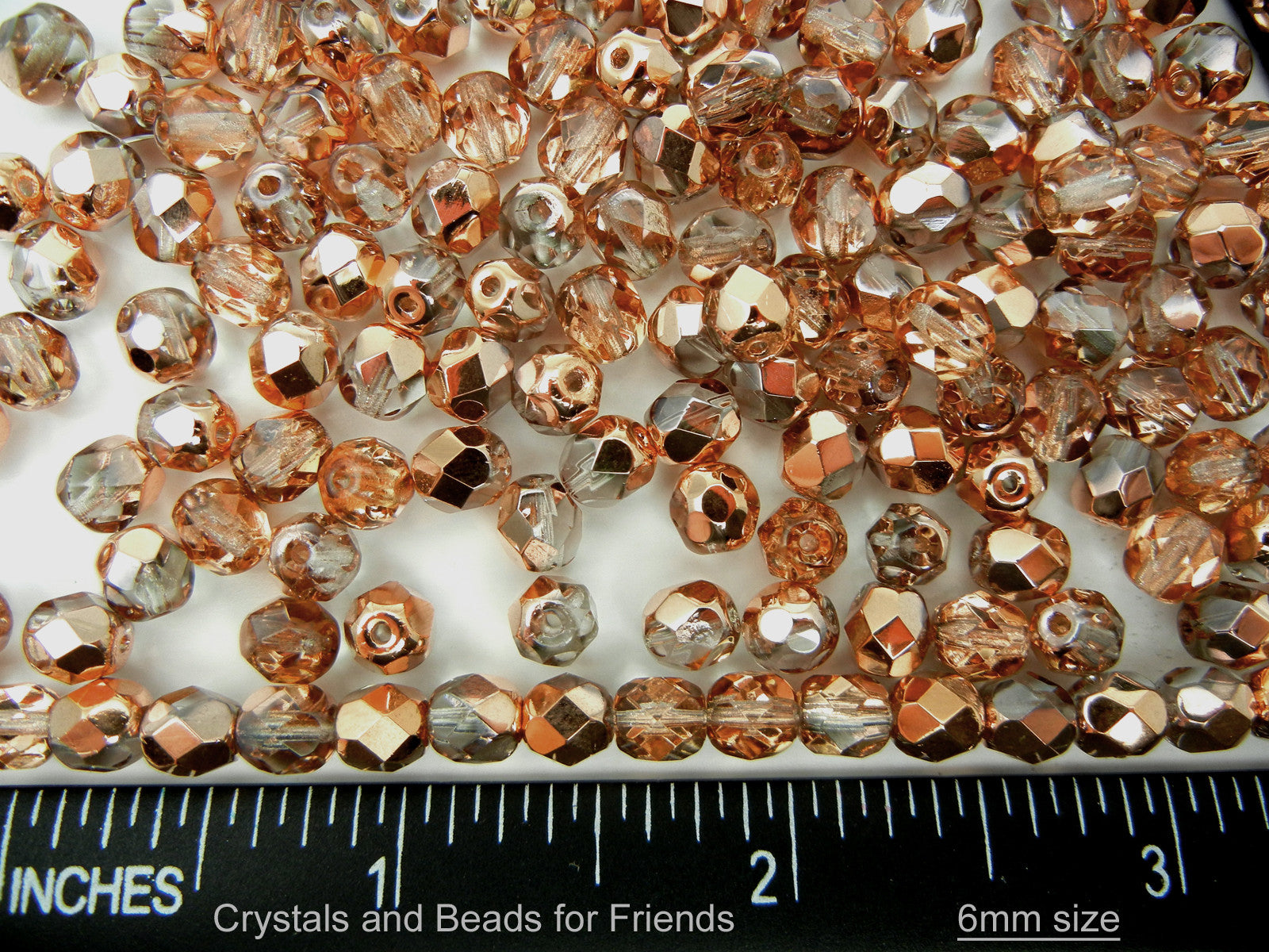 Crystal Capri Gold coated, loose Czech Fire Polished Round Faceted Glass Beads