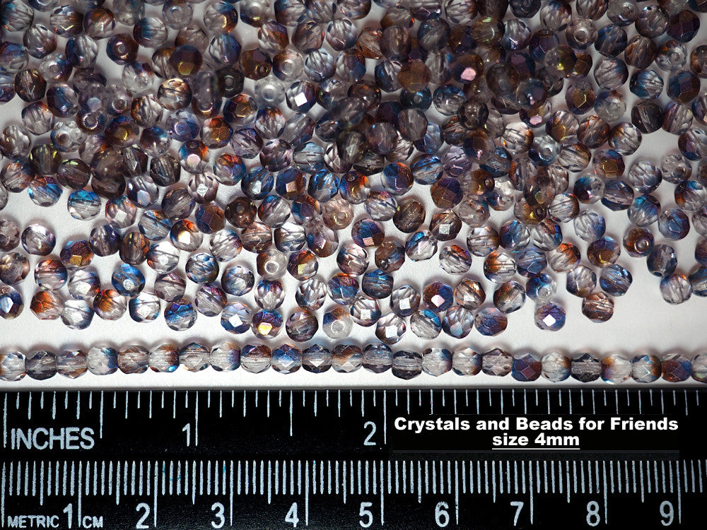 Crystal Heather Luster coated, loose Czech Fire Polished Round Faceted Glass Beads, 4mm 600pcs