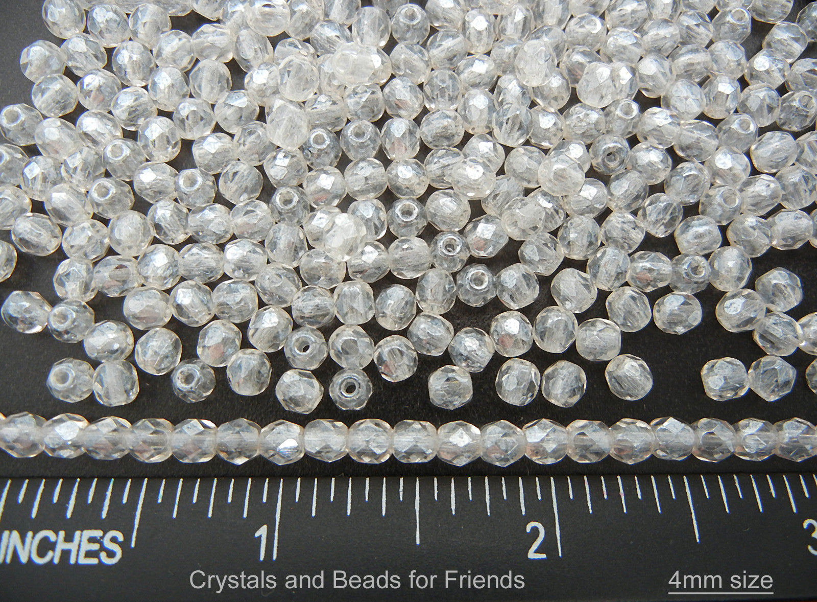 Crystal Hematite White Luster, loose Czech Fire Polished Round Faceted Glass Beads, 3mm, 4mm, 6mm, 8mm