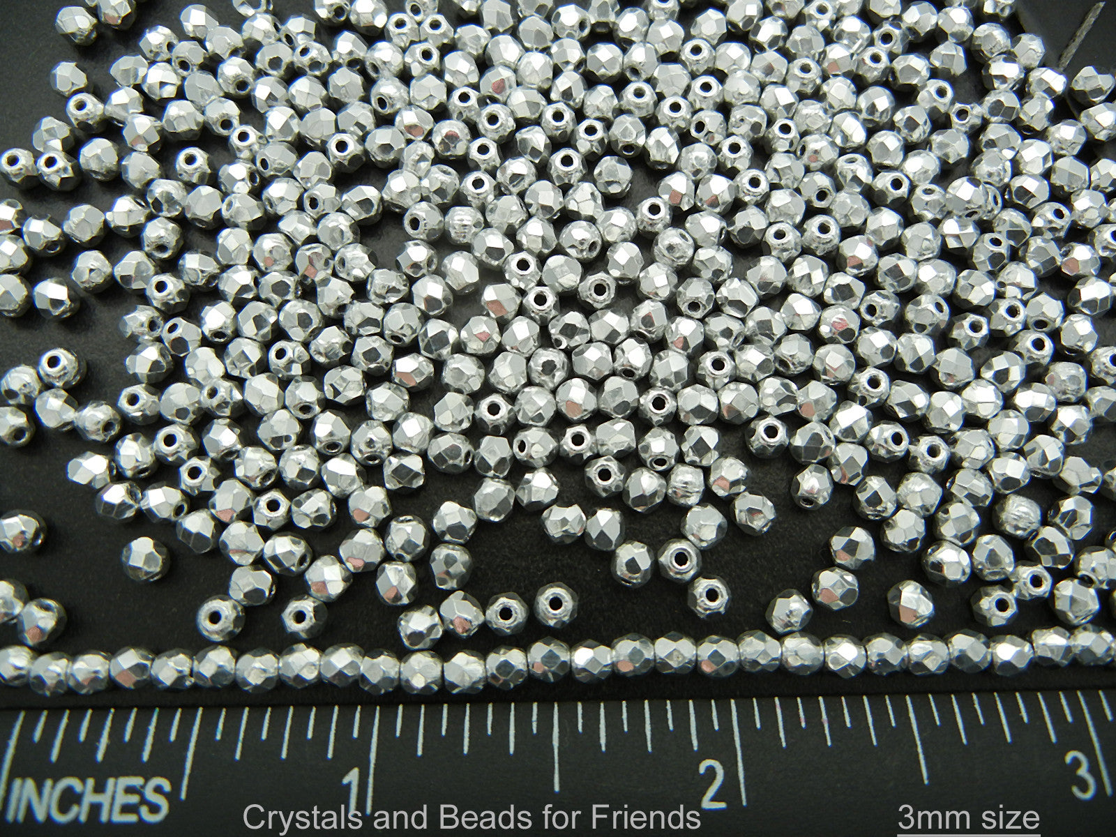Crystal Labrador CAL2X fully coated, loose Czech Fire Polished Round Faceted Glass Beads, Silver 3mm, 4mm, 6mm, 8mm