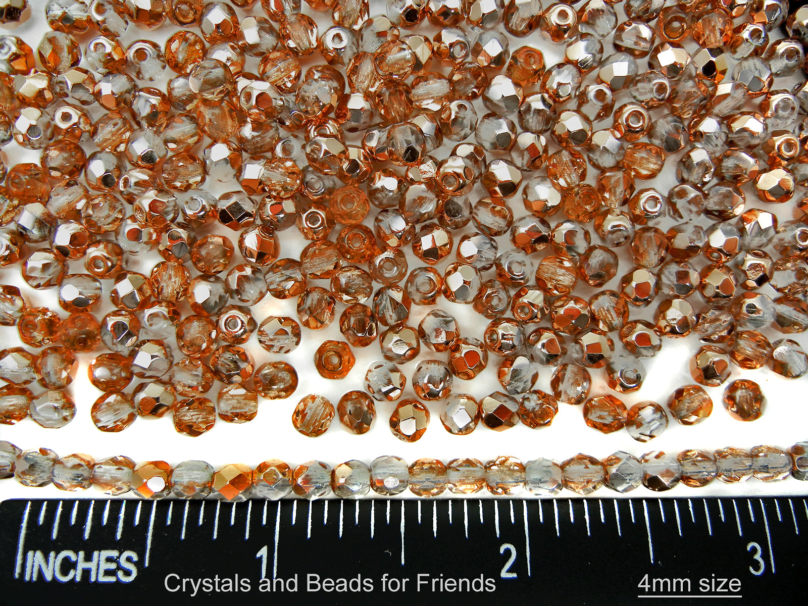 Crystal SunSet Metallic coated, loose Czech Fire Polished Round Faceted Glass Beads