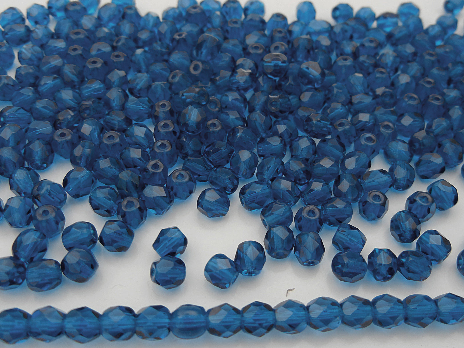 Dark Aqua, loose Czech Fire Polished Round Faceted Glass Beads, blue 3mm, 4mm, 6mm, 8mm