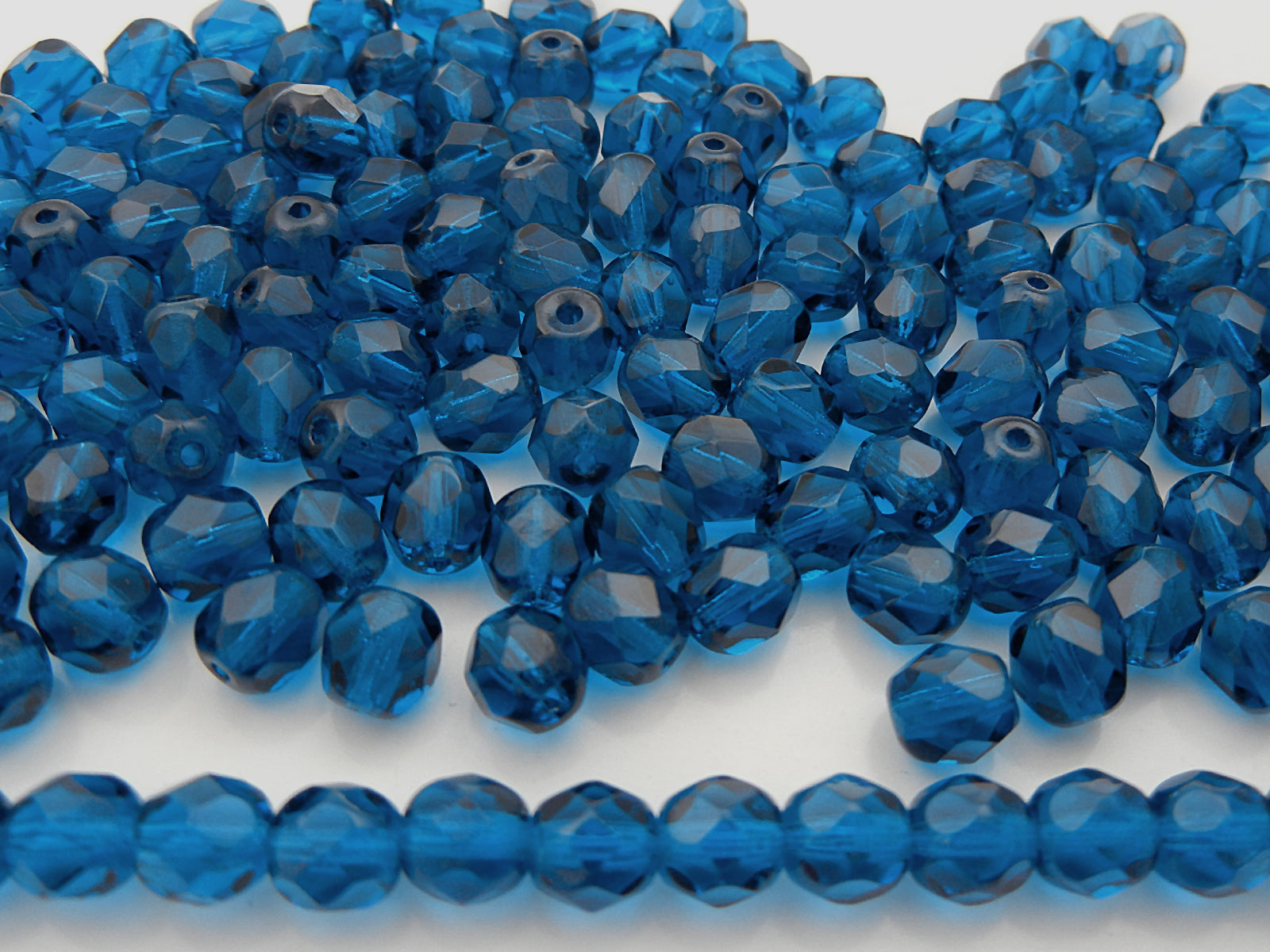 Dark Aqua blue Czech Fire Polished Round Faceted Glass Beads 16 inch strands 3mm 4mm 6mm 8mm 10mm 12mm