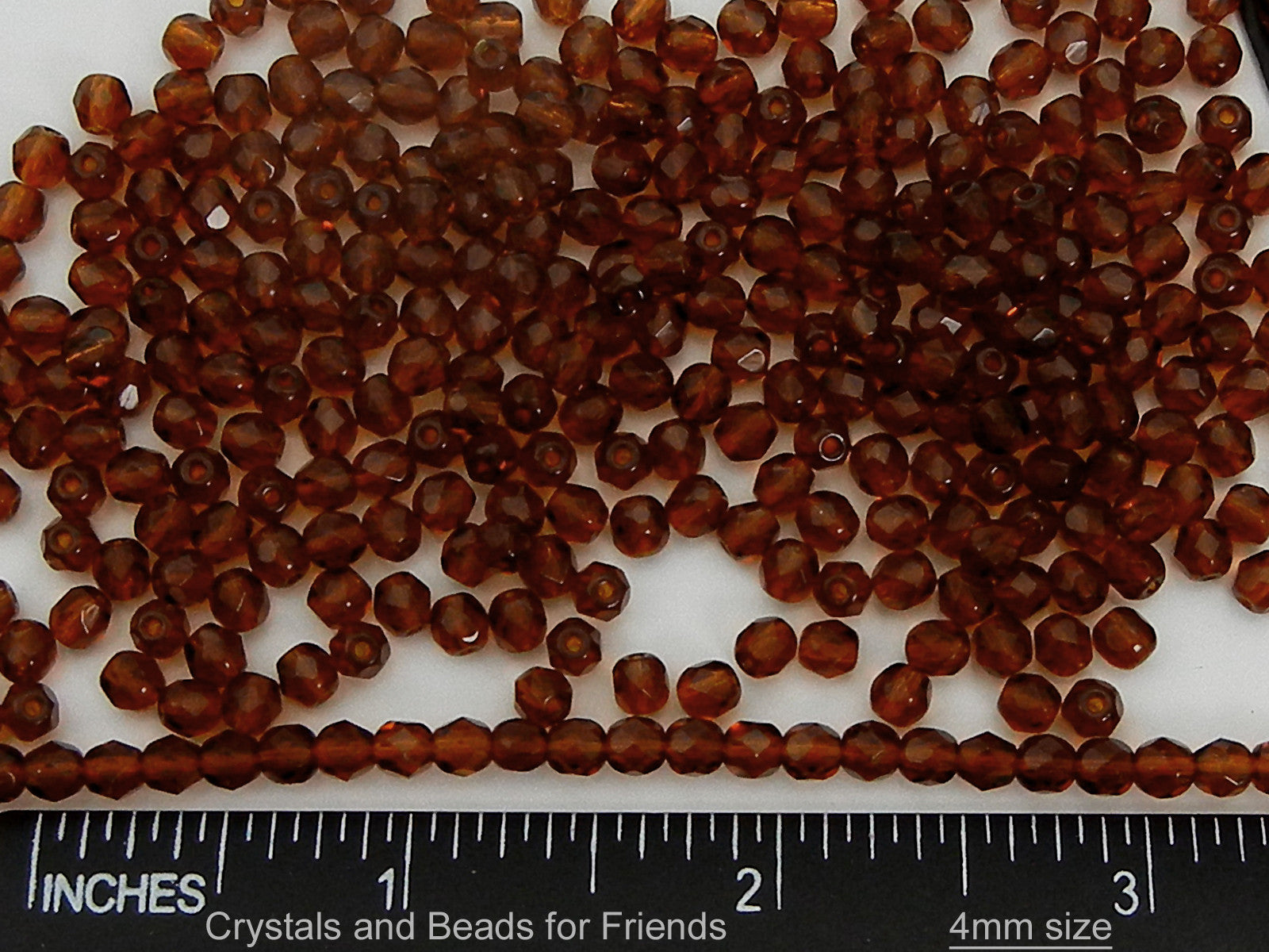 Dark Topaz, loose Czech Fire Polished Round Faceted Glass Beads, Brown, 3mm, 4mm, 6mm, 8mm