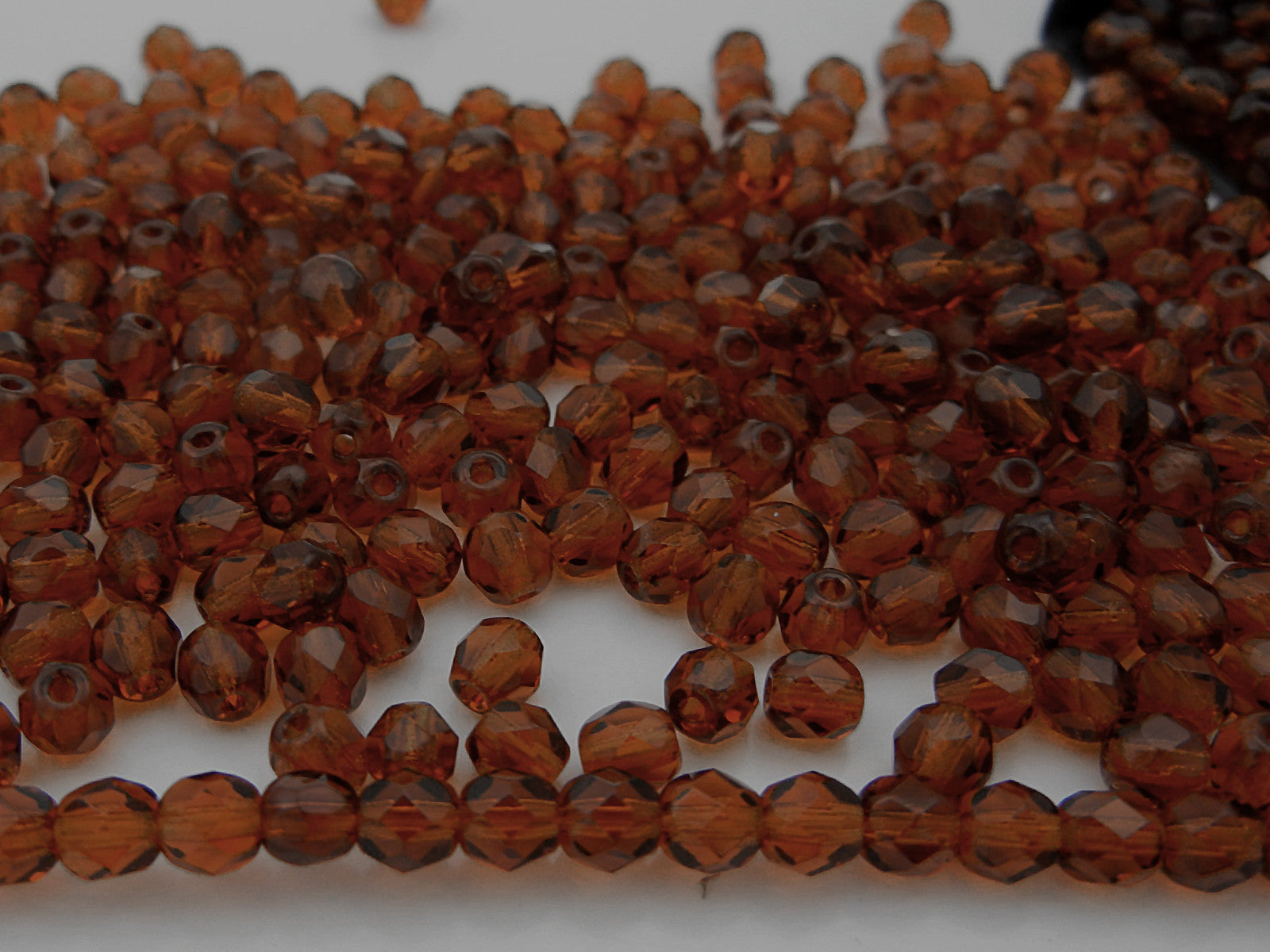 Dark Topaz, loose Czech Fire Polished Round Faceted Glass Beads, Brown, 3mm, 4mm, 6mm, 8mm