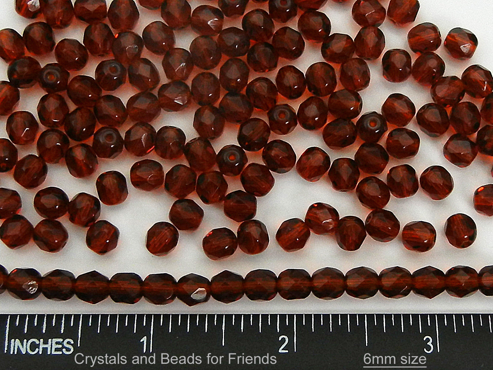 Dark Topaz, loose Czech Fire Polished Round Faceted Glass Beads, Brown, 3mm, 4mm, 6mm, 8mm