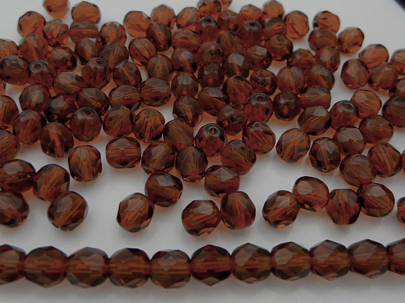 Dark Topaz, loose Czech Fire Polished Round Faceted Glass Beads, Brown, 3mm, 4mm, 6mm, 8mm